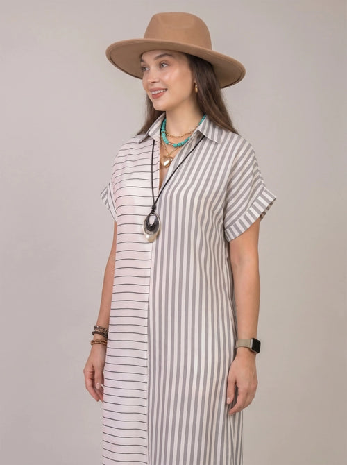 New Antonella Striped Shirt Dress – Effortless Chic & Comfort